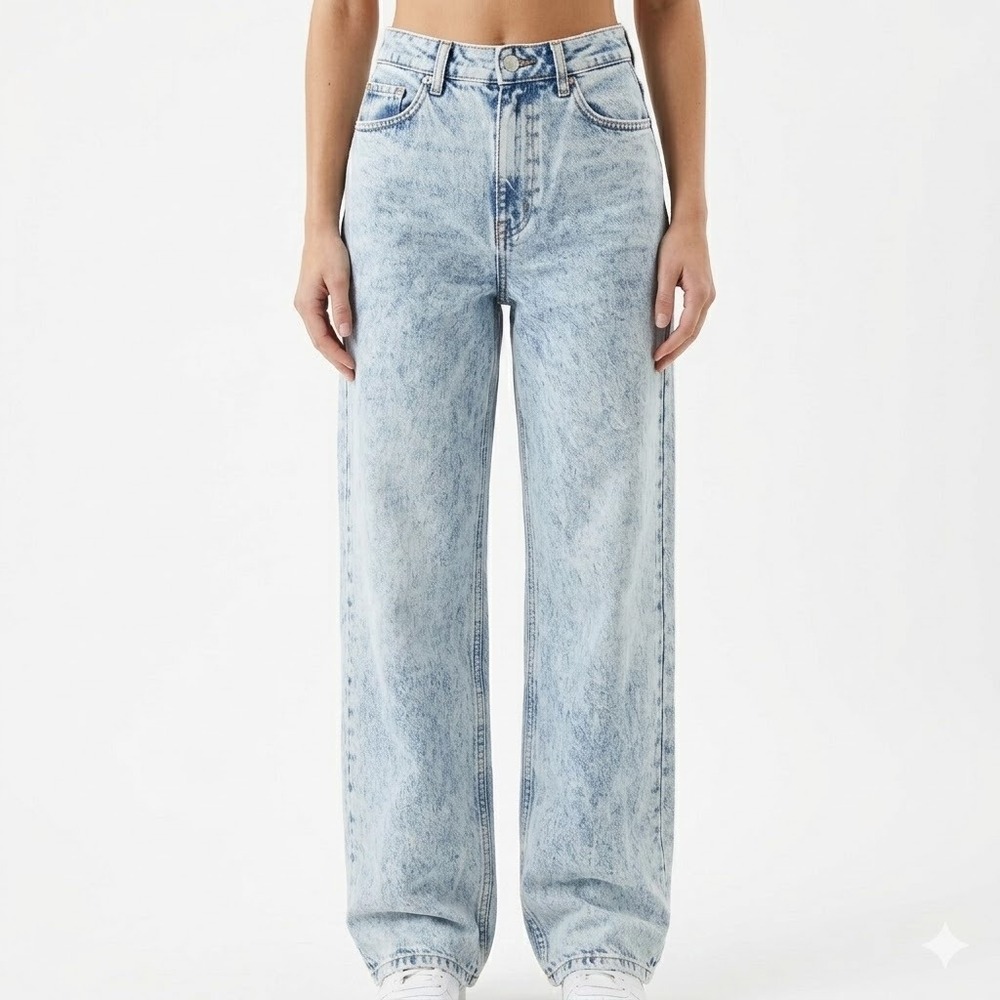 PacSun High-Rise Baggy Jeans Size 23 Acid Wash Denim 100% Cotton 28.5" Inseam